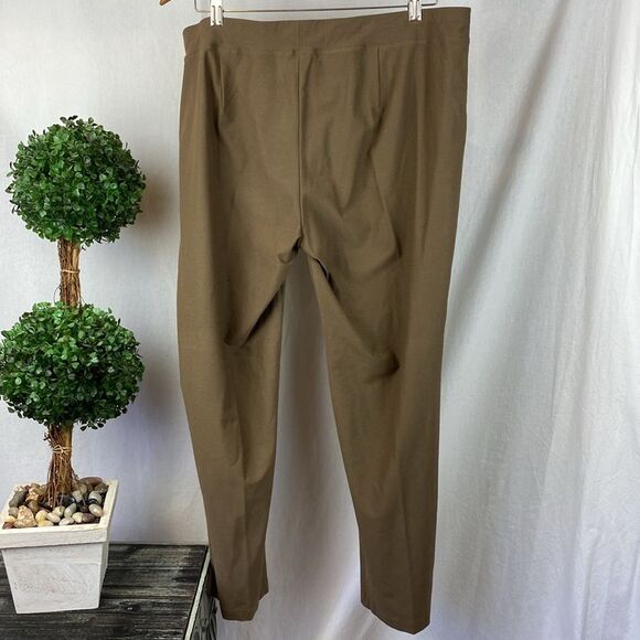 Eileen Fisher Brown Stretch Crepe Pants NEW XL - Picture 3 of 5